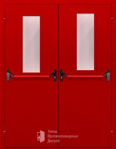 Фото двери «Двупольная с стеклом и антипаникой (красная)» в Лобне