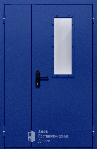 Фото двери «Полуторная со стеклом (синяя)» в Лобне