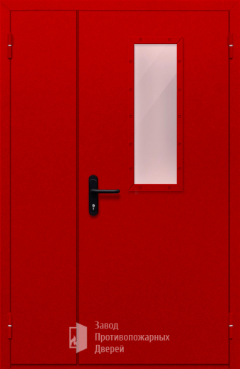 Фото двери «Полуторная со стеклом (красная)» в Лобне