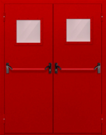 Фото двери «Двупольная со стеклопакетом и антипаникой (красная)» в Лобне