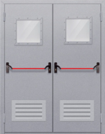 Фото двери «Двупольная со стеклопакетом и решеткой (антипаника)» в Лобне