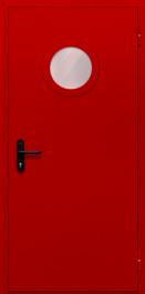 Фото двери «Однопольная с круглым стеклом (красная)» в Лобне