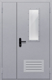 Фото двери «Полуторная со стеклом и  решеткой» в Лобне