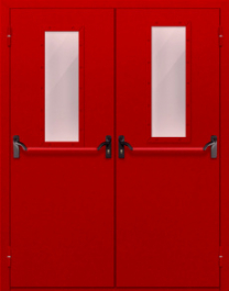 Фото двери «Двупольная с стеклом и антипаникой (красная)» в Лобне