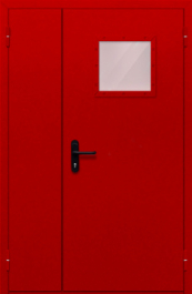 Фото двери «Полуторная со стеклопакетом (красная)» в Лобне