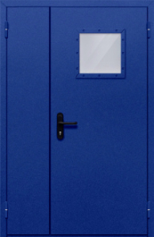 Фото двери «Полуторная со стеклопакетом (синяя)» в Лобне